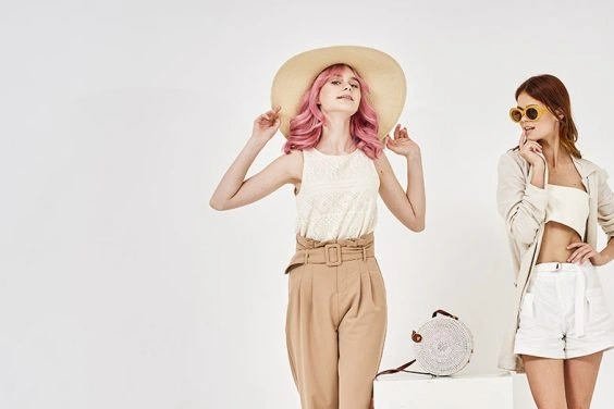 Fashion models posing in studio