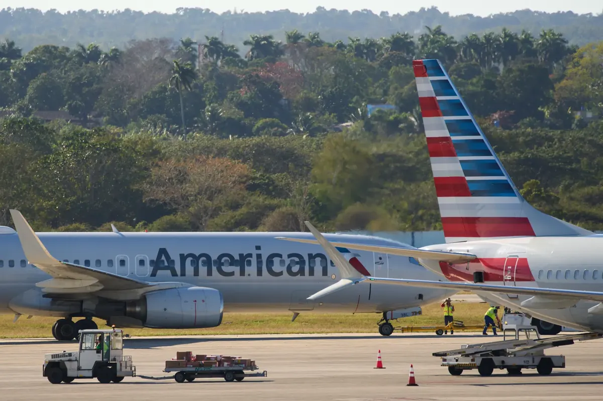 American Airlines aircraft preparing for international flight as U.S. approves service to Venezuela