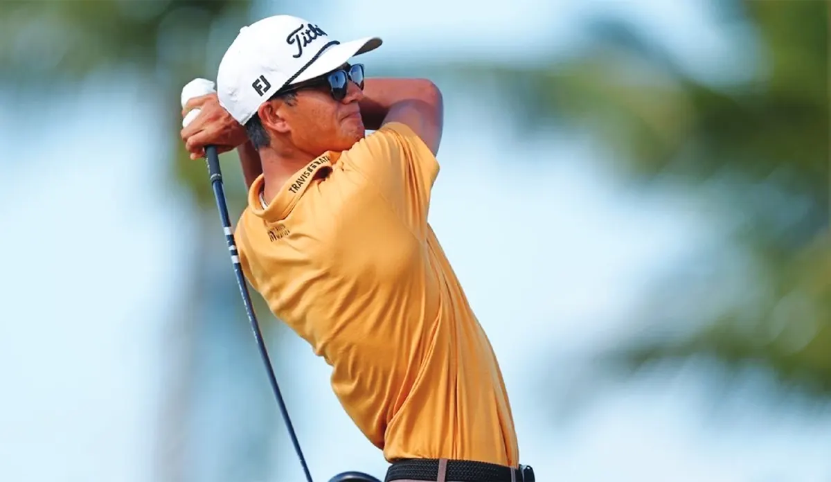 Golfer Ricky Castillo competing at the Puerto Rico Open at Grand Reserve Golf Club