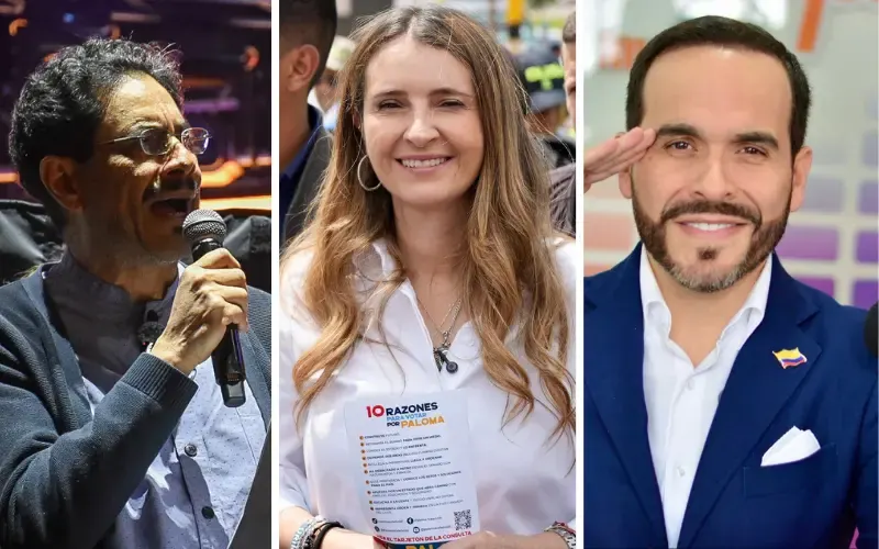 Colombian presidential candidates announcing their vice-presidential running mates during the election campaign in Bogotá.