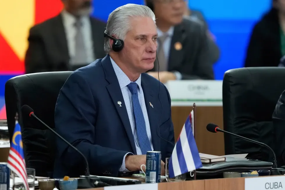 Cuban President Miguel Díaz-Canel speaking about prisoner releases and diplomatic relations with the Vatican