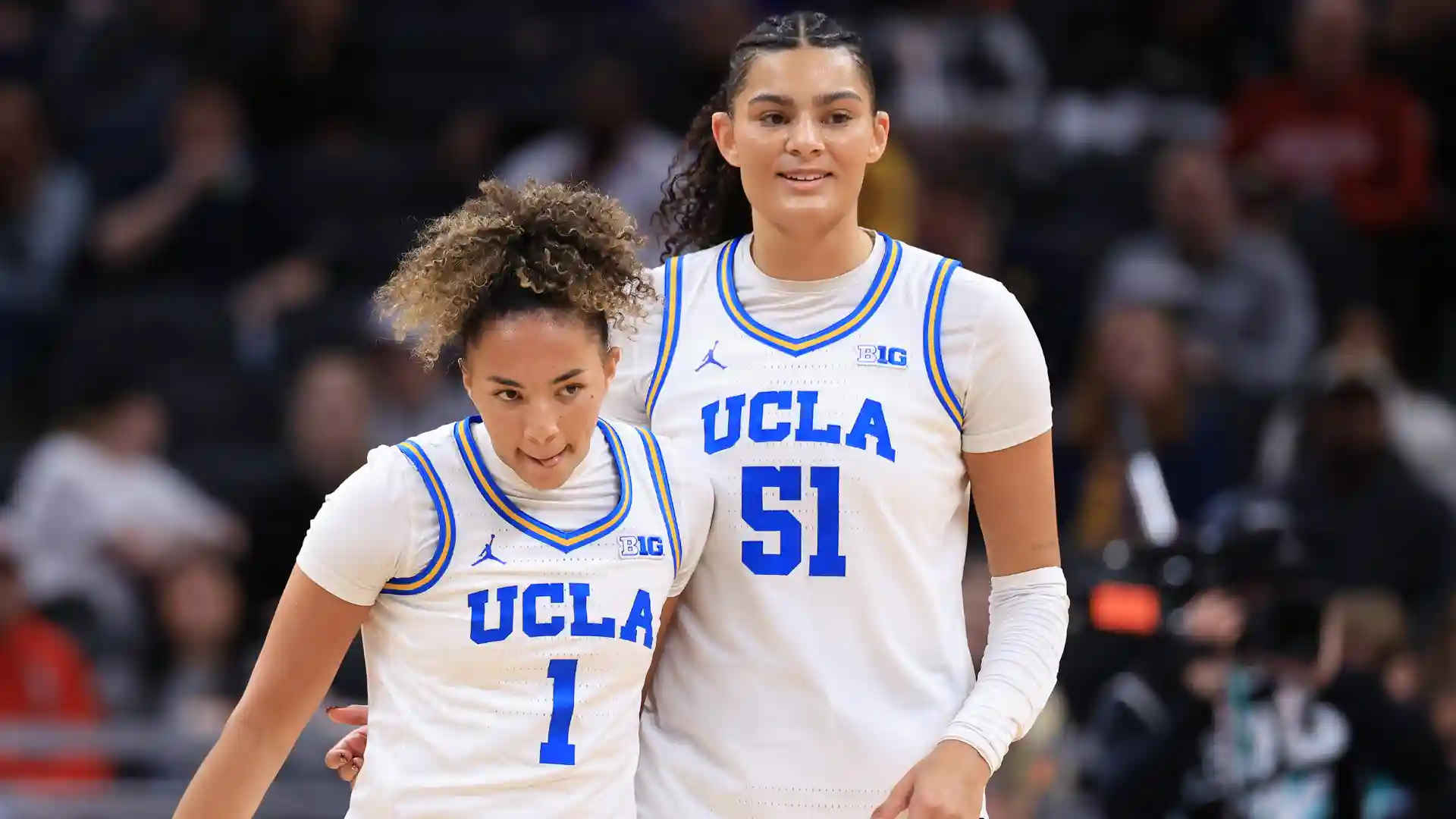 Lauren Betts UCLA celebrating NCAA championship win
