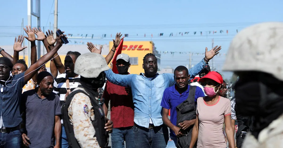Workers protesting in Port-au-Prince over rising fuel prices