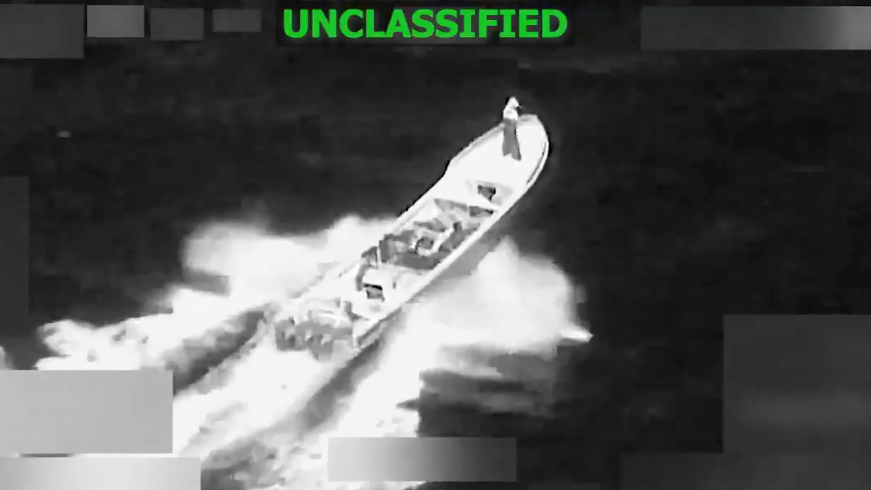 Boat in Caribbean during US military strike